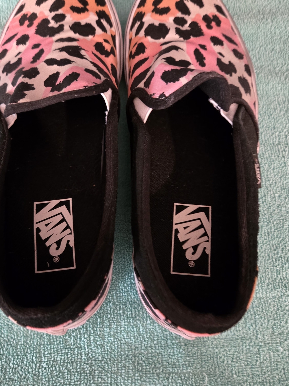 *Vans* Women's Slip-On Leopard Print Canvas Shoes - Pink & Orange - Picture 5 of 6